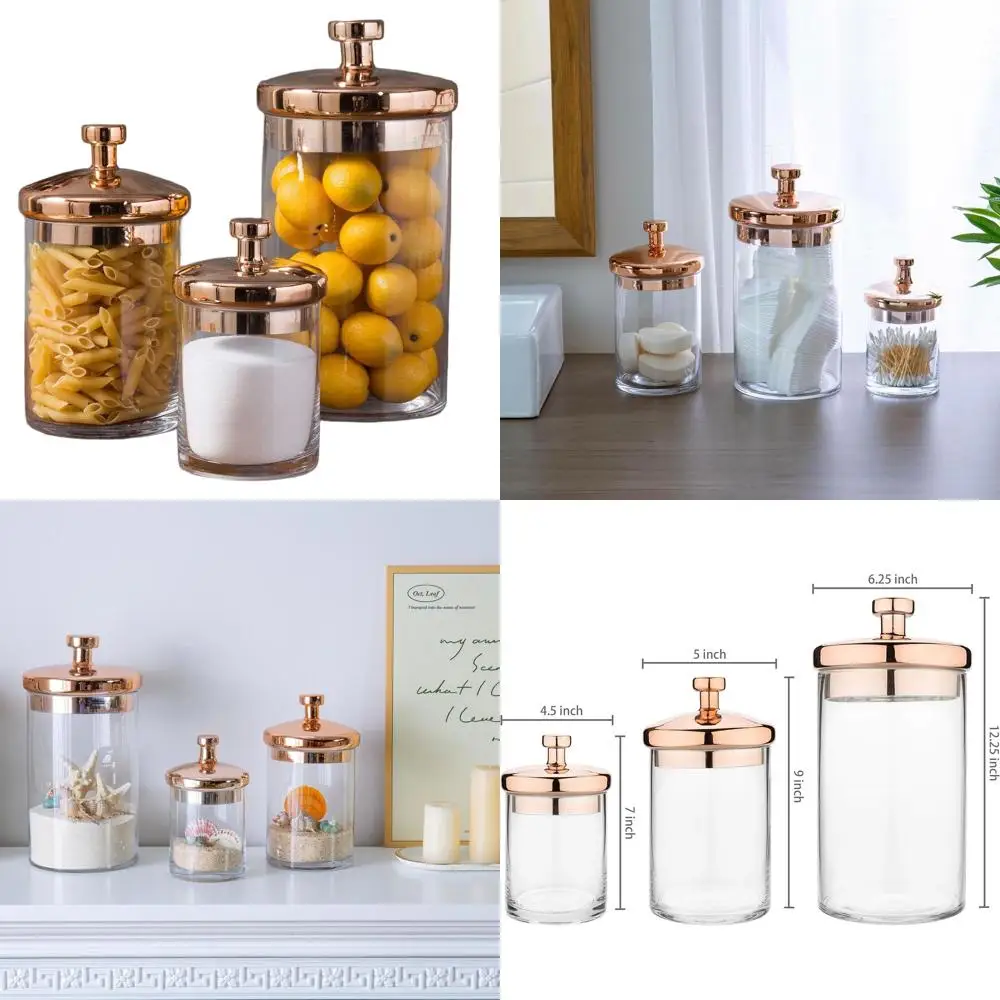 Copper-Topped Glass Apothecary Jars - Elegant Storage for Kitchen & Bath, Wedding Decor, Candy Buffets
Copper-Topped Glass Apothecary Jars - Elegant Storage for Kitchen & Bath, Wedding Decor, Candy Buffets