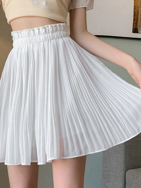 White Chiffon Pleated Skirt Women's Summer Casual High Waist Slimming Anti-Light A-Line Short Skirt Casual Style
White Chiffon Pleated Skirt Women's Summer Casual High Waist Slimming Anti-Light A-Line Short Skirt Casual Style