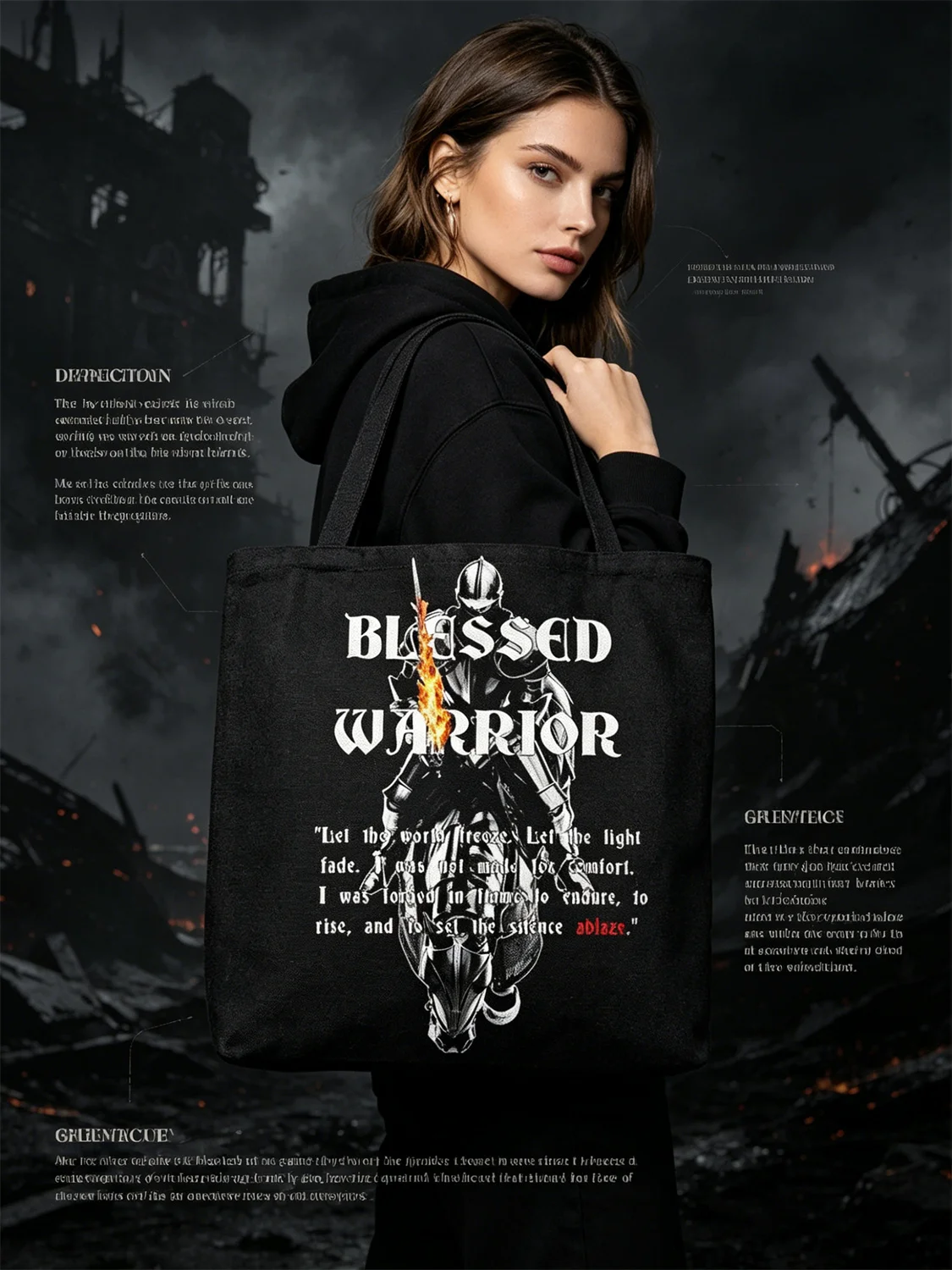 Blessed Warrior knight print tote bag a stylish versatile go to piece great for both daily commutes and casual shopping runs
Blessed Warrior knight print tote bag a stylish versatile go to piece great for both daily commutes and casual shopping runs