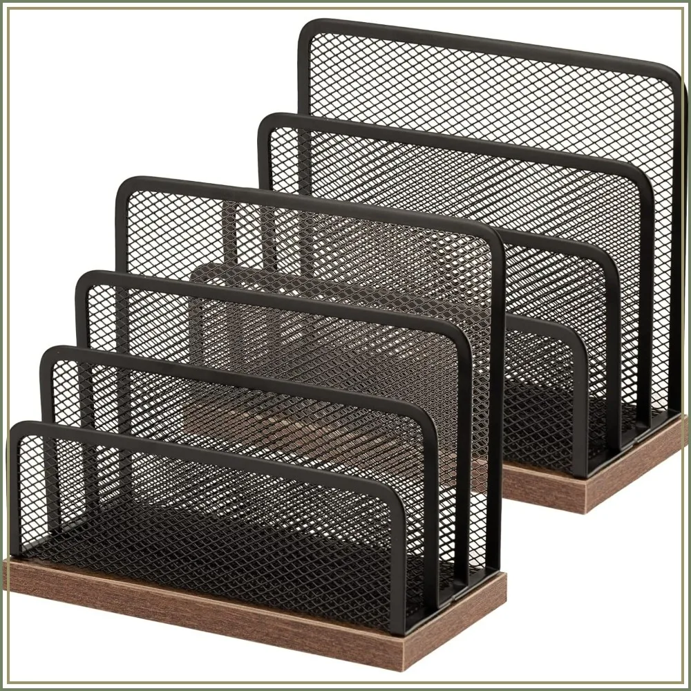 2 Pack Black Metal & Wood Desk Mail Organizer, 3 Vertical Compartments for Letters, Postcards, Brochures, Office File Holder
2 Pack Black Metal & Wood Desk Mail Organizer, 3 Vertical Compartments for Letters, Postcards, Brochures, Office File Holder
