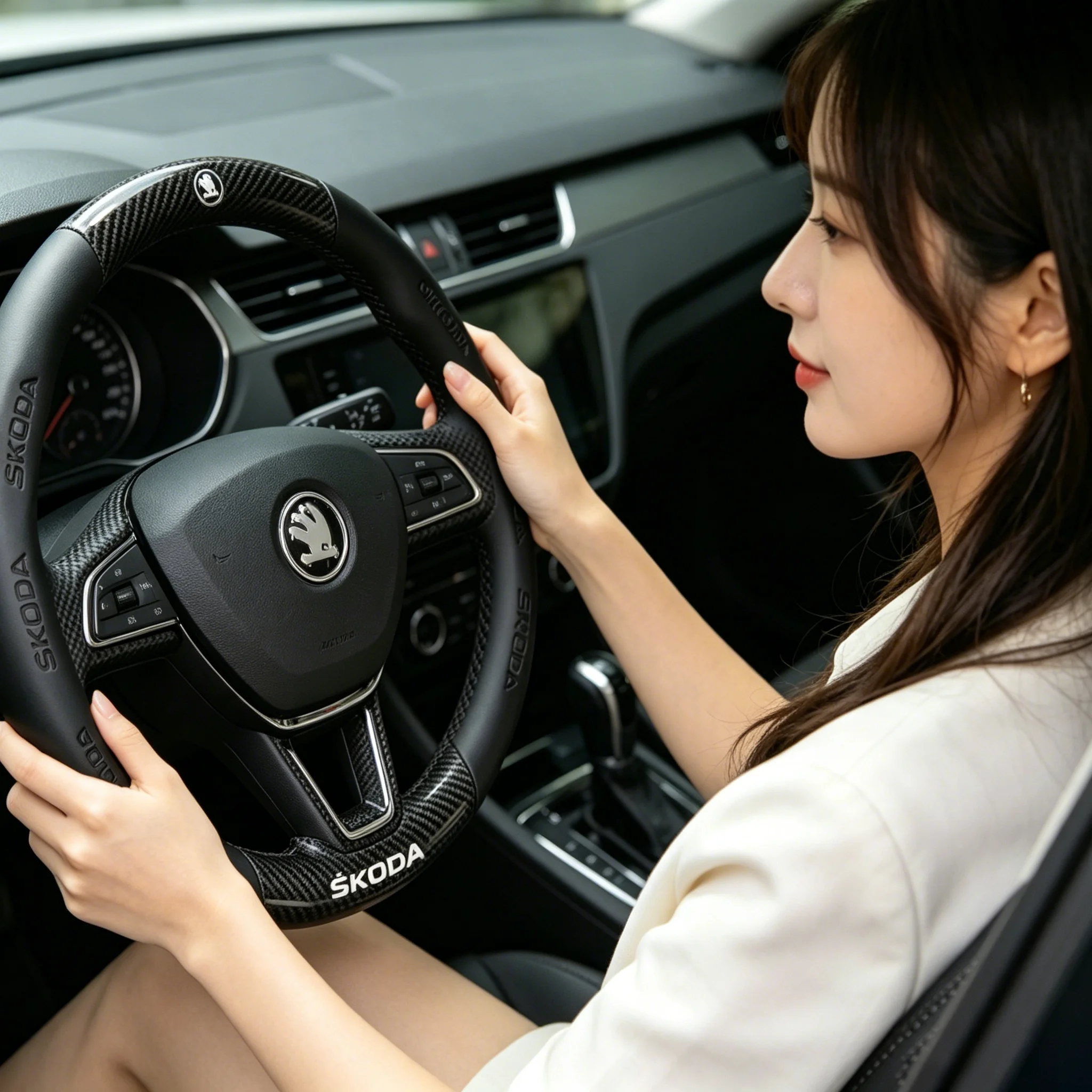 Skoda Car AntiSlip Carbon Fiber Leather Steering Wheel Cover For Skoda VRS Kodiaq Karoq Kamiq Octavia a7 Scala Superb Yeti F
Skoda Car AntiSlip Carbon Fiber Leather Steering Wheel Cover For Skoda VRS Kodiaq Karoq Kamiq Octavia a7 Scala Superb Yeti F