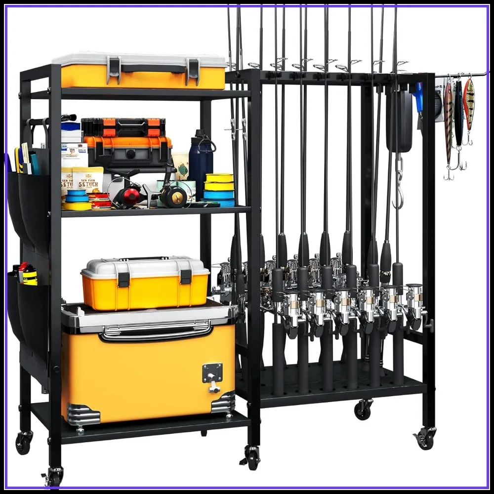 16-Rod Fishing Rod Holder for Garage, 3-Tier Tackle Storage Organizer with Bag, Fits All Rods
16-Rod Fishing Rod Holder for Garage, 3-Tier Tackle Storage Organizer with Bag, Fits All Rods