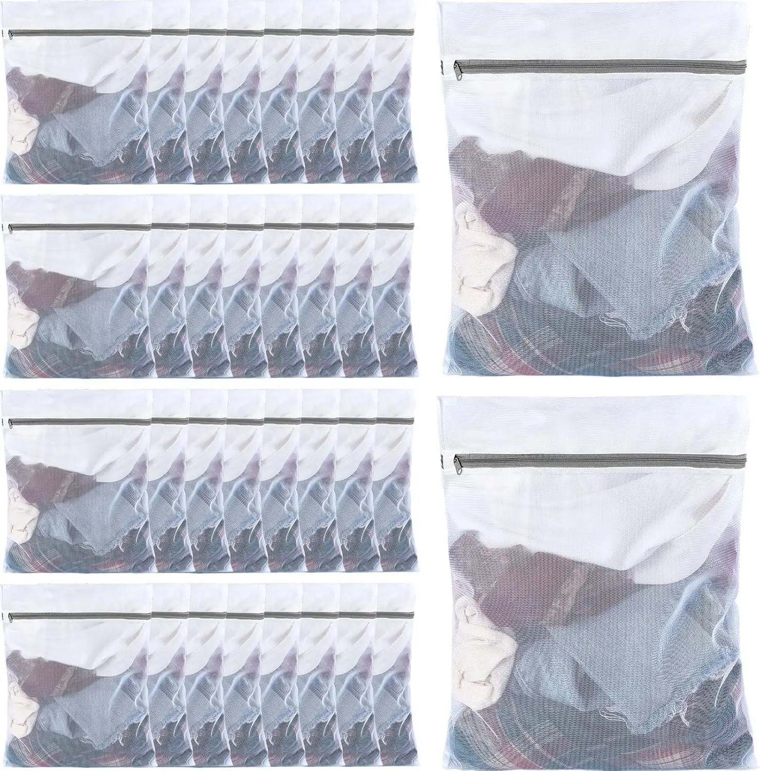 50 Pcs Mesh Laundry Wash Bags with Zipper, Machine Washable for Delicates Clothes Underwear Socks Travel (16x20 Inches, Gray)
50 Pcs Mesh Laundry Wash Bags with Zipper, Machine Washable for Delicates Clothes Underwear Socks Travel (16x20 Inches, Gray)