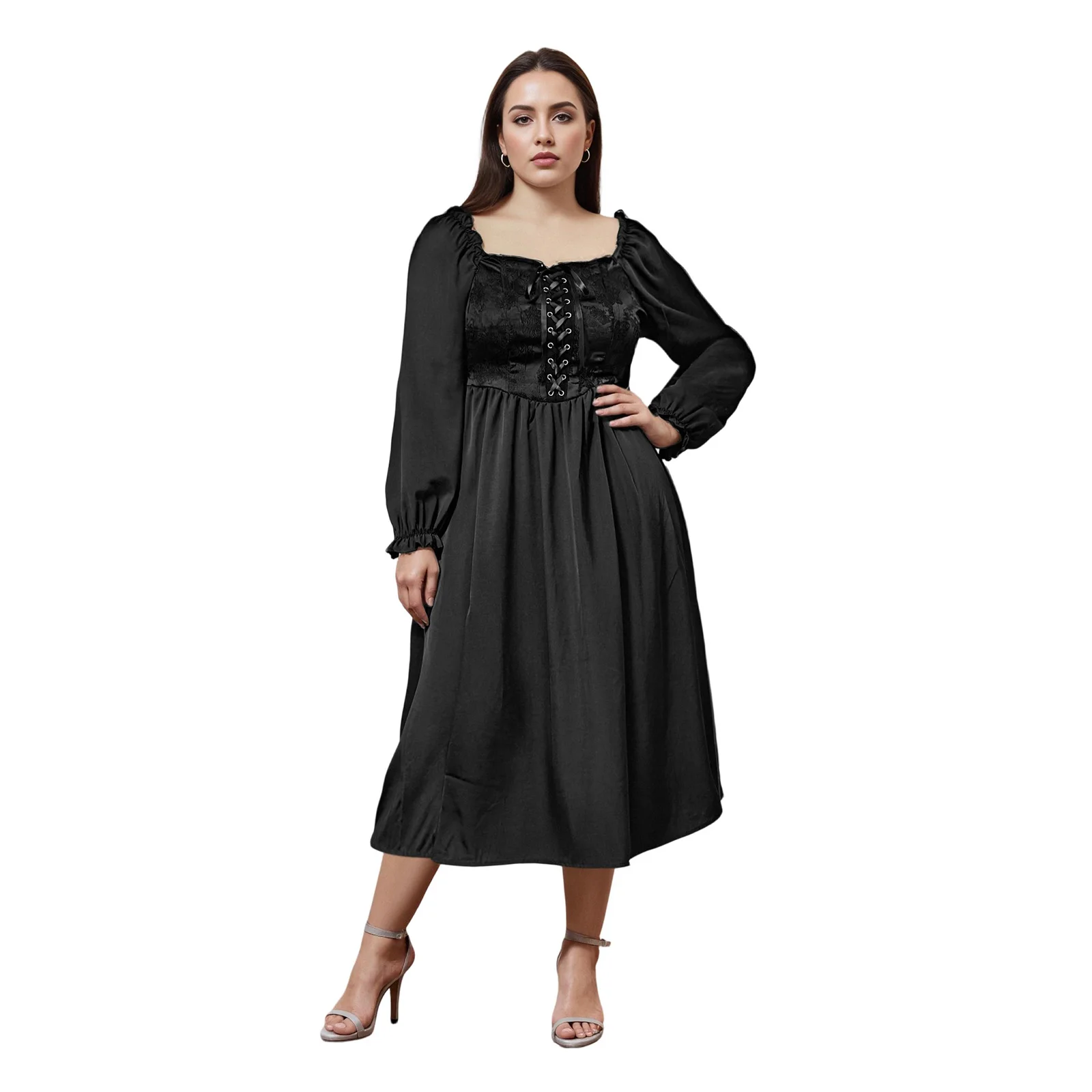 Женское винтажное длинное платье, повседневное платье трапециевидной формы с пышными рукавами и квадратным вырезом, струящееся платье больших размеров
Женское винтажное длинное платье, повседневное платье трапециевидной формы с пышными рукавами и квадратным вырезом, струящееся платье больших размеров