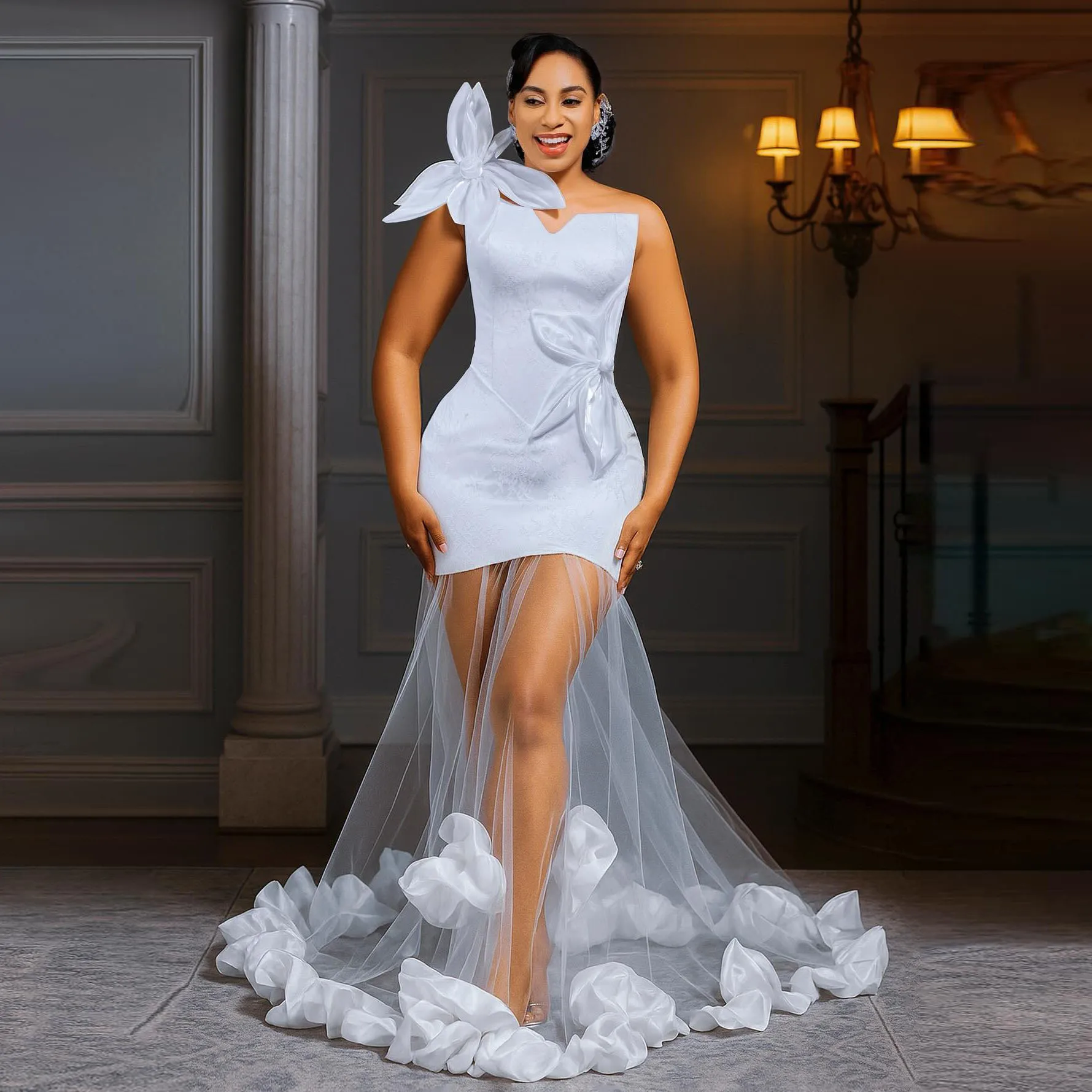 Aso Ebi Стильные белые прозрачные женские вечерние платья с цветочным узором ручной работы, довольно длинное африканское платье
Aso Ebi Стильные белые прозрачные женские вечерние платья с цветочным узором ручной работы, довольно длинное африканское платье