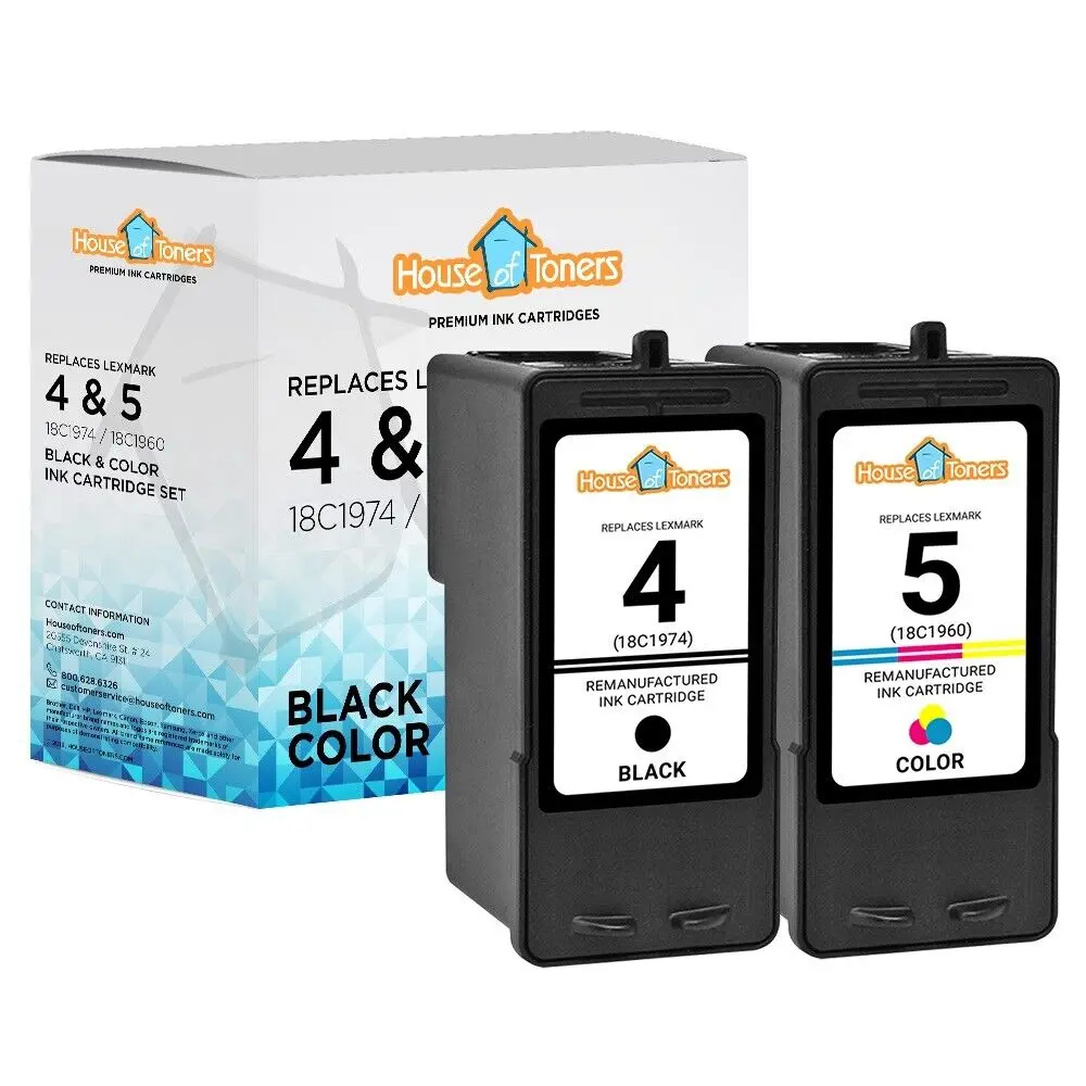 #4 18C1974 Black & #5 18C1960 Color Ink Cartridge for Lexmark Z2490 Z2390 X5690
#4 18C1974 Black & #5 18C1960 Color Ink Cartridge for Lexmark Z2490 Z2390 X5690