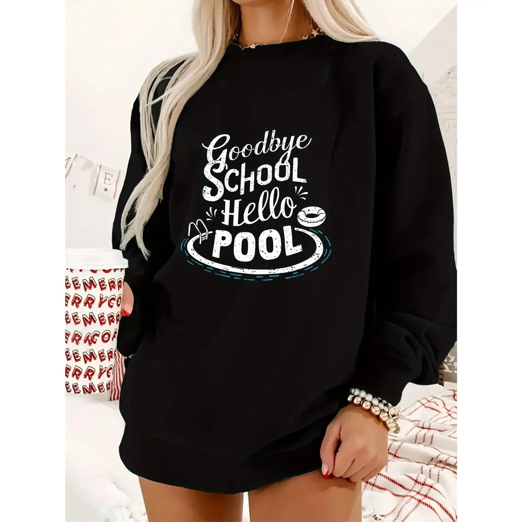 Women's Goodbye School Hello Pool Sweatshirt Summer Graduation Funny Slogan Pullover Casual Loose Long Sleeve Top
Women's Goodbye School Hello Pool Sweatshirt Summer Graduation Funny Slogan Pullover Casual Loose Long Sleeve Top
