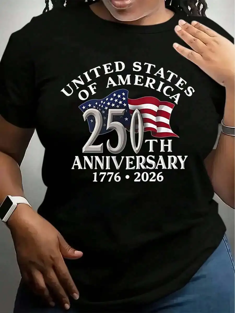 250th Anniversary USA Patriotic T-Shirt Unisex 1776-2026 American Flag Graphic Round Neck Short Sleeve Tee
250th Anniversary USA Patriotic T-Shirt Unisex 1776-2026 American Flag Graphic Round Neck Short Sleeve Tee