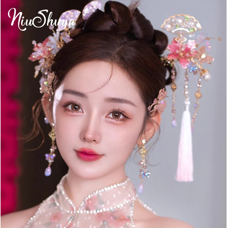 NiuShuya Light Pink Purple Handmade Hair Accessory Set Vintage Original Chinese Bride Sweet Wedding Hanfu Jewelry
NiuShuya Light Pink Purple Handmade Hair Accessory Set Vintage Original Chinese Bride Sweet Wedding Hanfu Jewelry