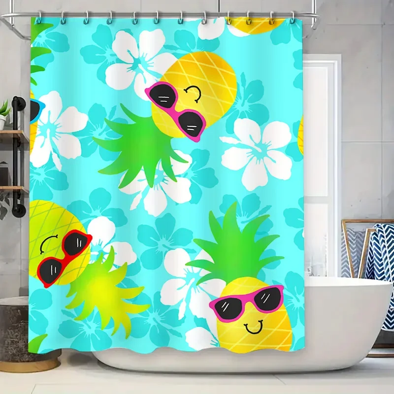 Летняя занавеска для душа с ананасом и солнцезащитными очками, яркий тропический принт для декора ванной комнаты, водонепроницаемая ткань 180x205 см (синяя)
Летняя занавеска для душа с ананасом и солнцезащитными очками, яркий тропический принт для декора ванной комнаты, водонепроницаемая ткань 180x205 см (синяя)