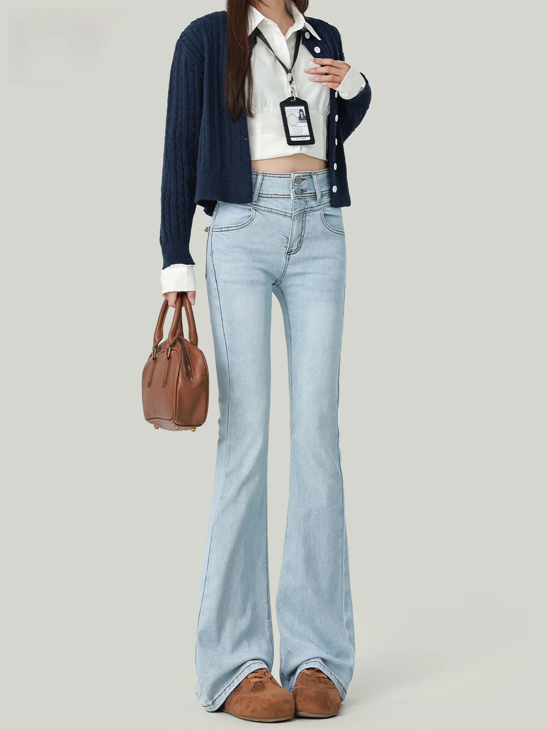 High Waist Slim Fit Bell Bottom Jeans Women's Lace Knot Elastic Denim Pants Casual Style Zipper Closure Cotton Blend
High Waist Slim Fit Bell Bottom Jeans Women's Lace Knot Elastic Denim Pants Casual Style Zipper Closure Cotton Blend