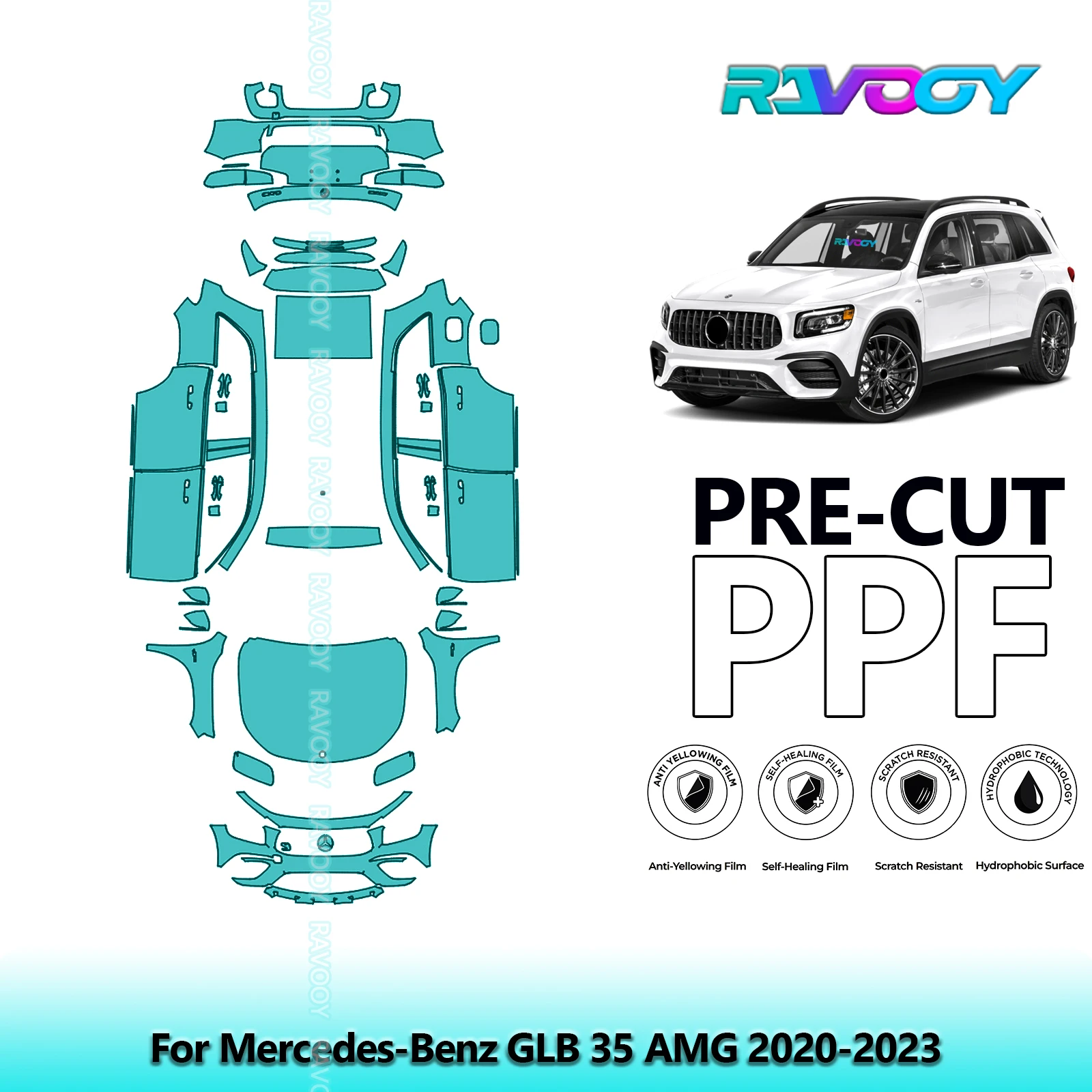 Full Vehicle Clear Bra Precut PPF Paint Protection Film For Mercedes-Benz GLB 35 AMG 2020-2023
Full Vehicle Clear Bra Precut PPF Paint Protection Film For Mercedes-Benz GLB 35 AMG 2020-2023