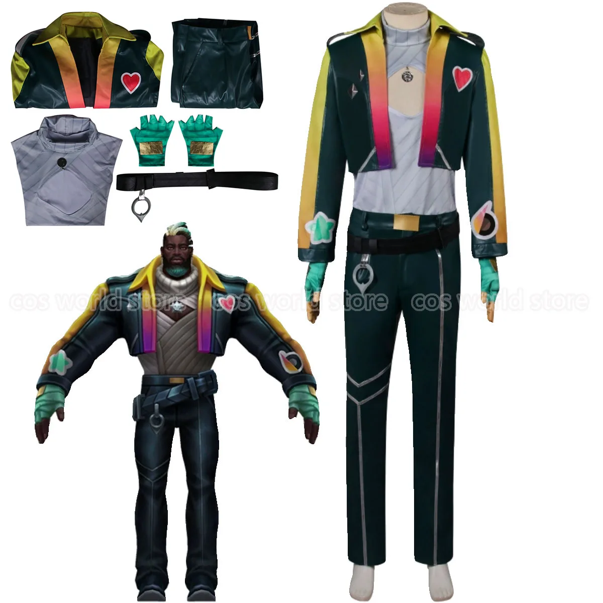 Anime Game LOL HEARTSTEEL Ksante Cosplay Costume Men Leather Uniform Full Set Jackte Top Pants Gloves Halloween Carnival Costume
Anime Game LOL HEARTSTEEL Ksante Cosplay Costume Men Leather Uniform Full Set Jackte Top Pants Gloves Halloween Carnival Costume