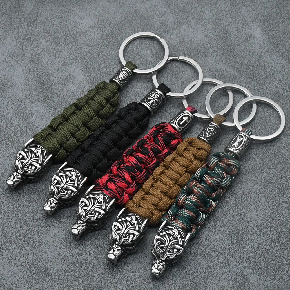 Handmade Vintage Vikings Wolf Head Survival Keychain Men Charm Rune Vegvisir Celt Wolf Keyring Stainless Steel Paracord Jewelry
Handmade Vintage Vikings Wolf Head Survival Keychain Men Charm Rune Vegvisir Celt Wolf Keyring Stainless Steel Paracord Jewelry