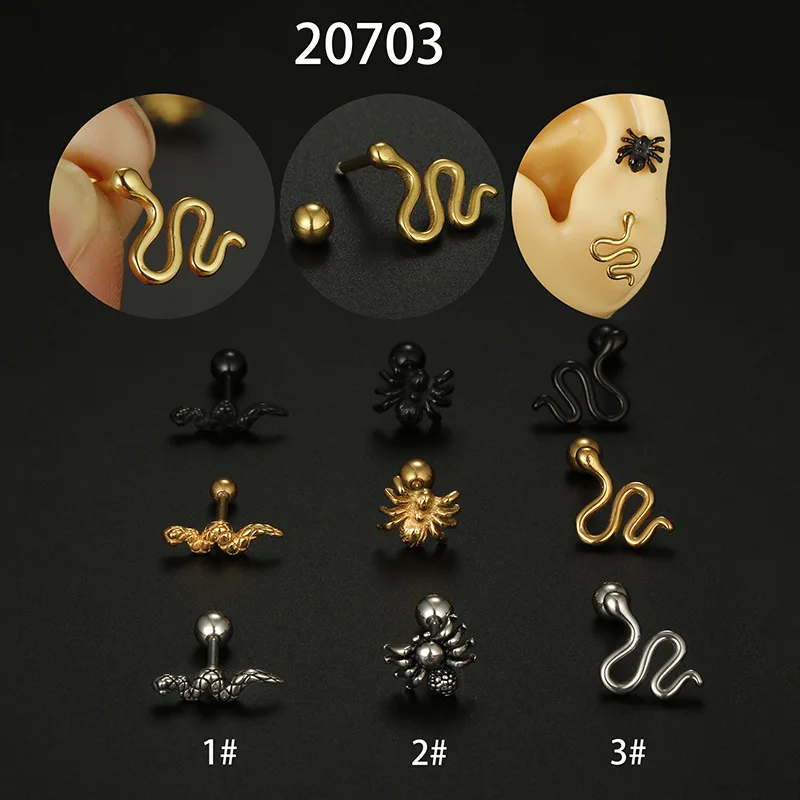 1PC 16G Titanium Steel Animal Cartilage Earring 2022 Trend Snake Spider Conch Tragus Helix Snug Screw Back Stud Piercing Jewelry
1PC 16G Titanium Steel Animal Cartilage Earring 2022 Trend Snake Spider Conch Tragus Helix Snug Screw Back Stud Piercing Jewelry