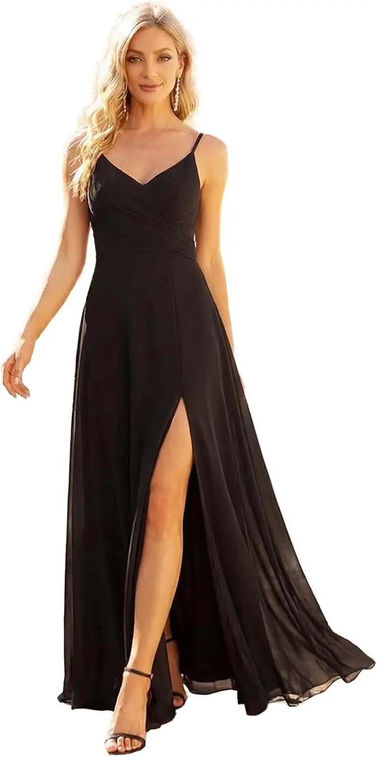 Women's Summer Backless Chiffon Bridesmaid Dresses Spaghetti Straps V-Neck Slit Long Formal Wedding Guest Dress Party Dresses
Women's Summer Backless Chiffon Bridesmaid Dresses Spaghetti Straps V-Neck Slit Long Formal Wedding Guest Dress Party Dresses