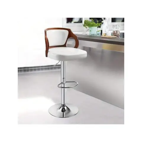 Adjustable Swivel Leather Bar Stools for Kitchen Island Mid Century Modern Counter Height Chairs with Back and Footrest