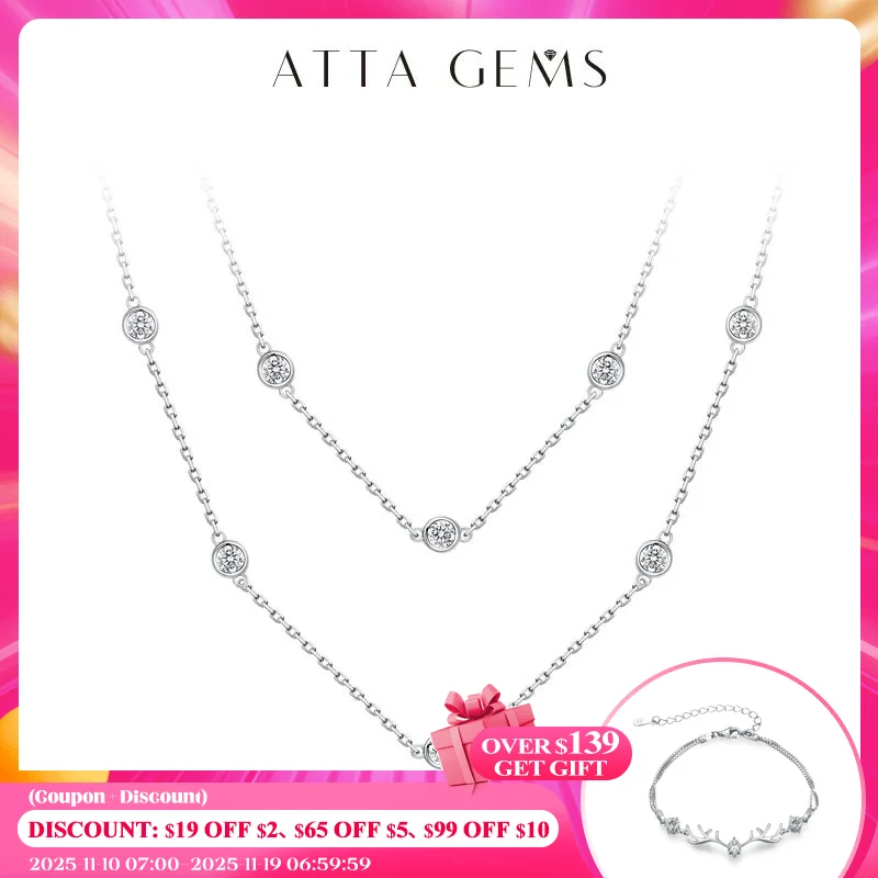ATTAGEMS 925 Silver Necklace Chain Round Cut 3.5mm D Color Moissanite Necklace for Women Elegant Charms Fine Jewelry Pass Test
ATTAGEMS 925 Silver Necklace Chain Round Cut 3.5mm D Color Moissanite Necklace for Women Elegant Charms Fine Jewelry Pass Test