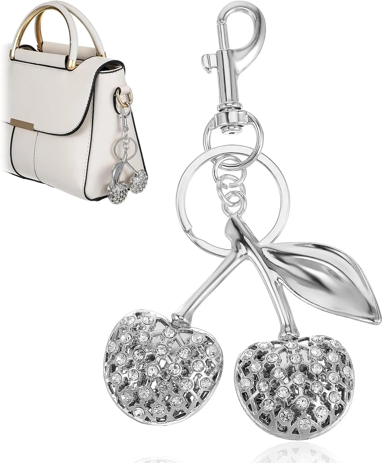 Sparkling Silver Cherry Keychain Charm for Handbags Backpacks and Wallets
Sparkling Silver Cherry Keychain Charm for Handbags Backpacks and Wallets
