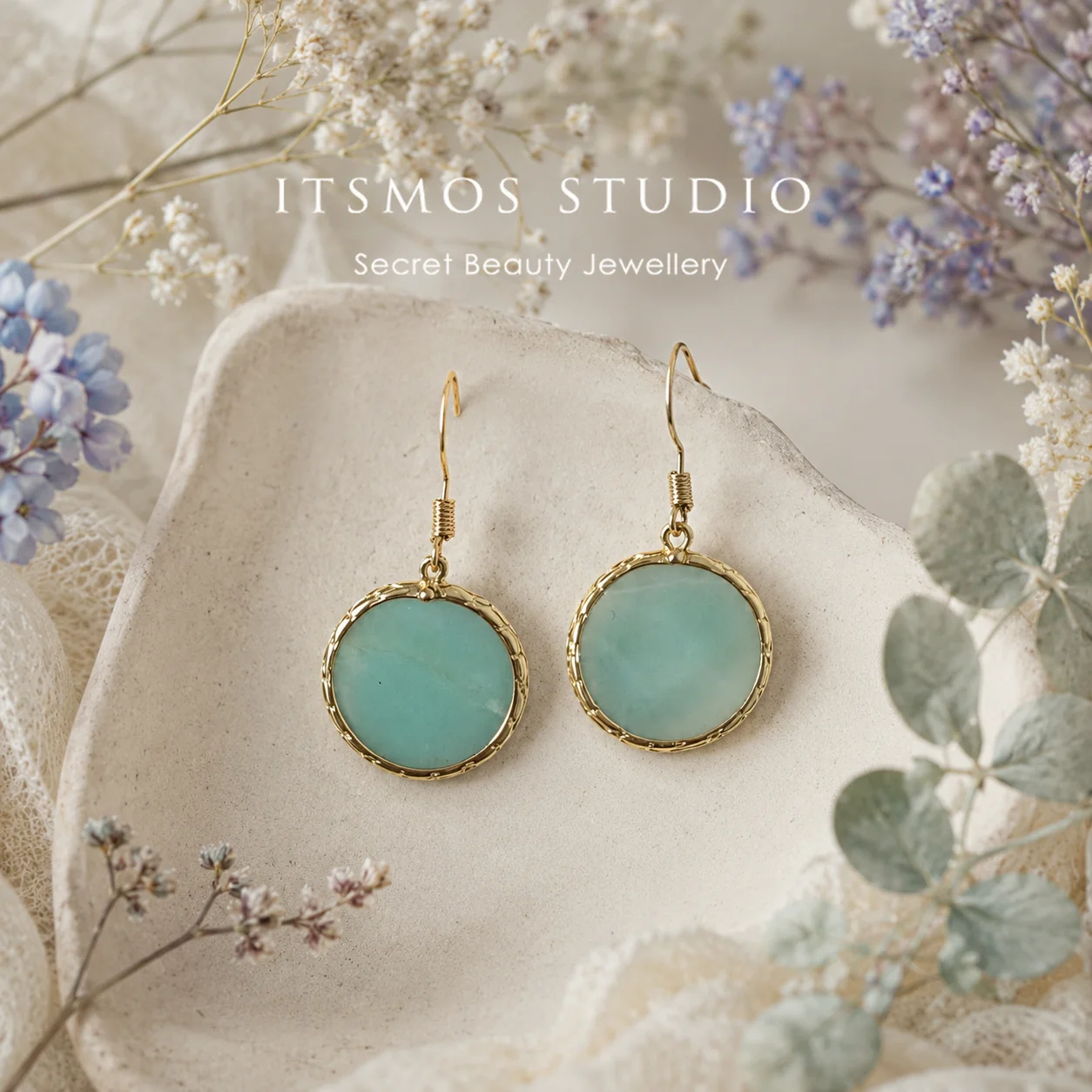 ITSMOS Natural Amazonite Drop Earrings Gold Plated Textured Bezel Round Gemstone Dangle Earrings Perfect Beach Jewelry for Women
ITSMOS Natural Amazonite Drop Earrings Gold Plated Textured Bezel Round Gemstone Dangle Earrings Perfect Beach Jewelry for Women