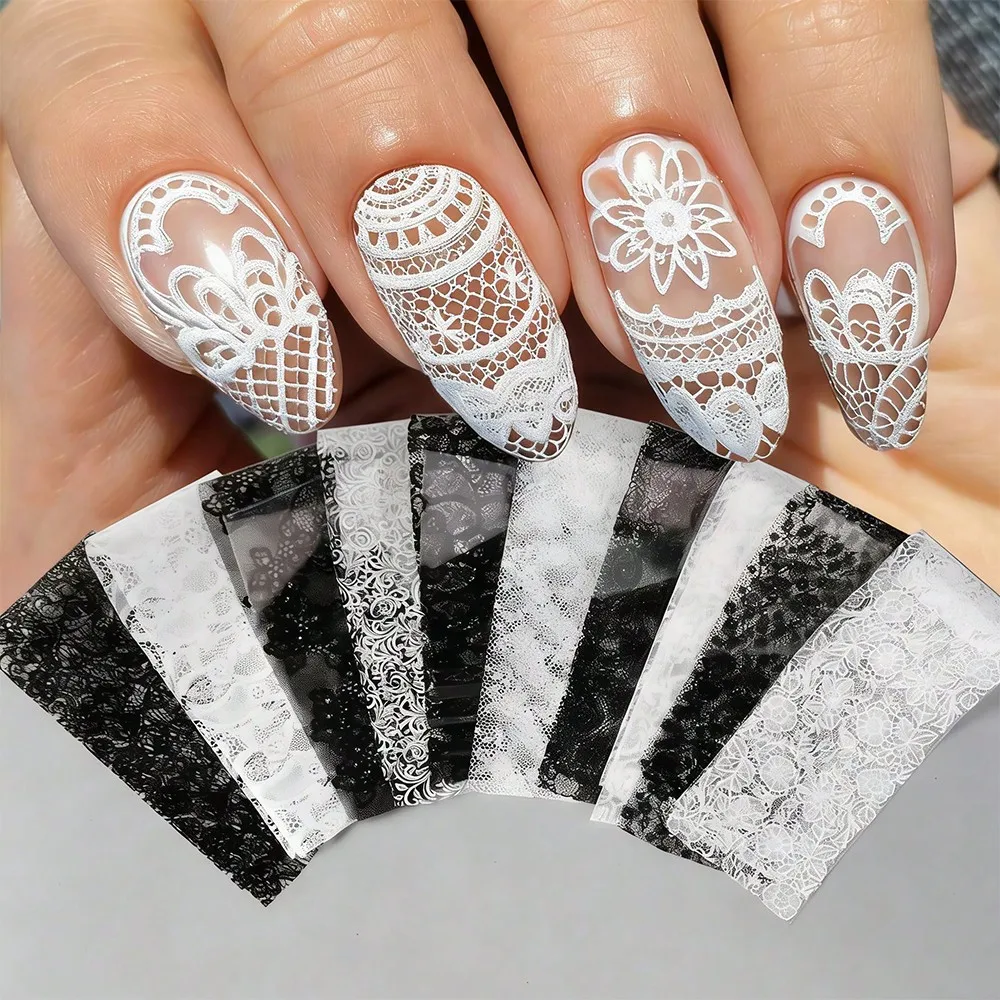 Lace Nail Foil Stickers Black White Floral Transfer Decals DIY Manicure Decor for Women
Lace Nail Foil Stickers Black White Floral Transfer Decals DIY Manicure Decor for Women