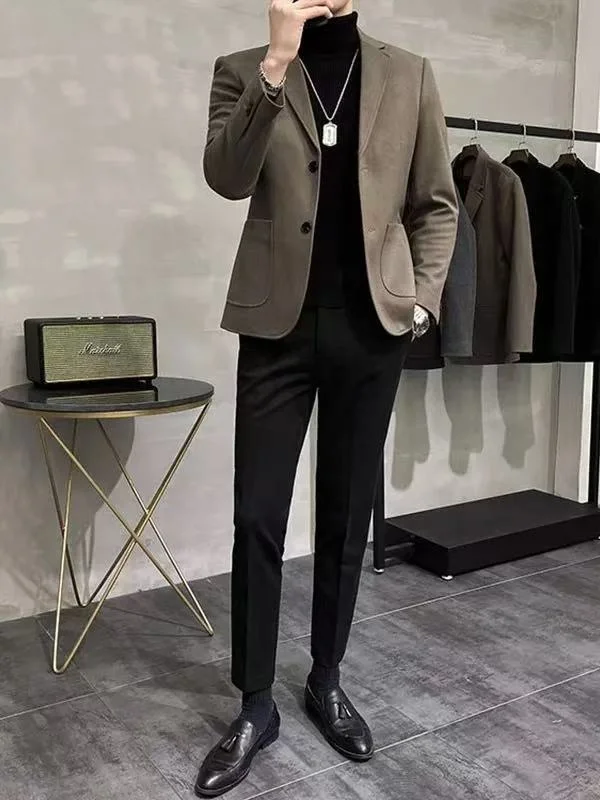 Мужской шерстяной однобортный пиджак/жакет на осень-зиму, классический приталенный крой, молодежный, модный, для работы, повседневный, стильный
Мужской шерстяной однобортный пиджак/жакет на осень-зиму, классический приталенный крой, молодежный, модный, для работы, повседневный, стильный