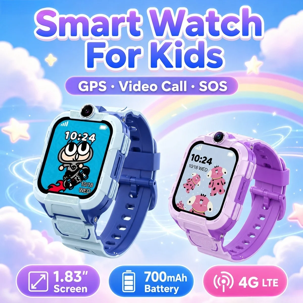 DH15S 1.83"4G Kids Smart Watch GPS+WiFi+LBS Tracker 700mAh 2-Way Video Call SOS 7 Learning Games Chat Camera Geofence Multi-Lang
DH15S 1.83"4G Kids Smart Watch GPS+WiFi+LBS Tracker 700mAh 2-Way Video Call SOS 7 Learning Games Chat Camera Geofence Multi-Lang