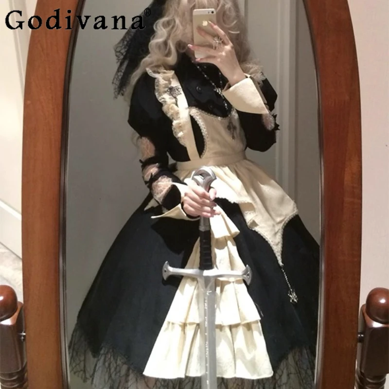 Gothic Style Cosplay Costume Lolita Dress Set Women's Long Sleeve Maid Style Dress Female Japanese Style Puffy Princess Dress
Gothic Style Cosplay Costume Lolita Dress Set Women's Long Sleeve Maid Style Dress Female Japanese Style Puffy Princess Dress