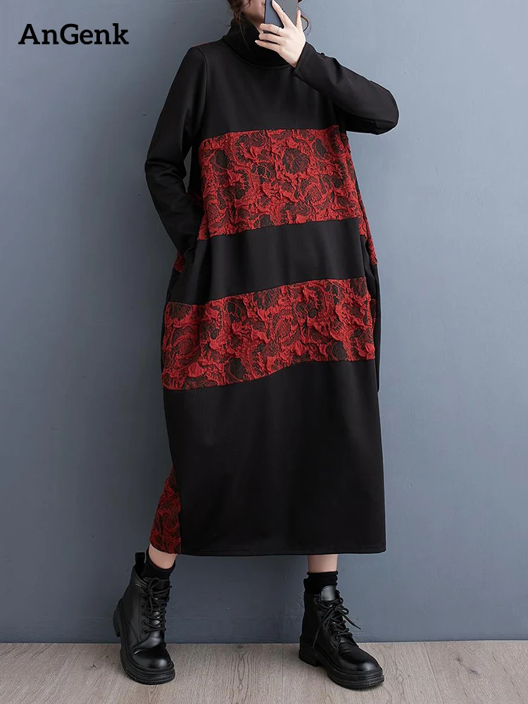 Patchwork Vintage Floral Dresses For Women Turtleneck Long Sleeve Loose Casual Dress Fashion Elegant Clothing Autumn Winter 2023
Patchwork Vintage Floral Dresses For Women Turtleneck Long Sleeve Loose Casual Dress Fashion Elegant Clothing Autumn Winter 2023