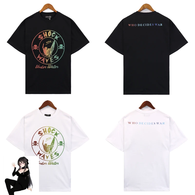 Colorful Laser Print Shock Waves WDW Who Decides War T-Shirt Men Women High Quality White Black Oversize Casual T Shirt Tops Tee
Colorful Laser Print Shock Waves WDW Who Decides War T-Shirt Men Women High Quality White Black Oversize Casual T Shirt Tops Tee