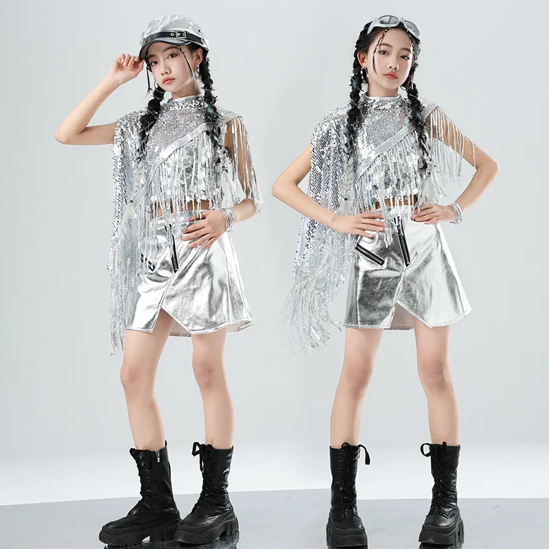 Girl Jazz Dance Clothes Kpop Show Stage Wear Silver Performance Costume Children Fashion Runway Outfit Sequin Vest Skirt VDL5499
Girl Jazz Dance Clothes Kpop Show Stage Wear Silver Performance Costume Children Fashion Runway Outfit Sequin Vest Skirt VDL5499
