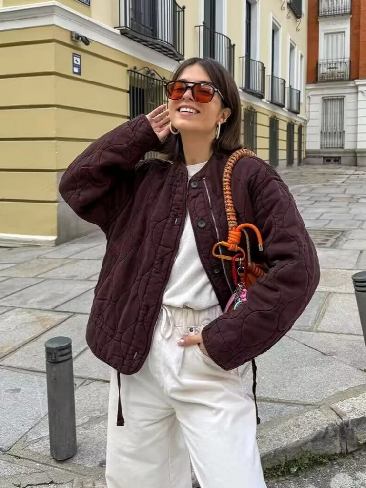 Women Casual Loose Zip-up Cotton Jacket Winter Autumn O-neck Button Full Sleeve Warm Coat 2025 New Women Overcoat Streetwear
Women Casual Loose Zip-up Cotton Jacket Winter Autumn O-neck Button Full Sleeve Warm Coat 2025 New Women Overcoat Streetwear