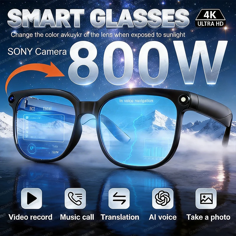 2026 New HD AI Smart Glasses Men 8MP Camera Photo Video Voice Assistant Live Translation & Call Smart Sunglasses For IOS Android
2026 New HD AI Smart Glasses Men 8MP Camera Photo Video Voice Assistant Live Translation & Call Smart Sunglasses For IOS Android