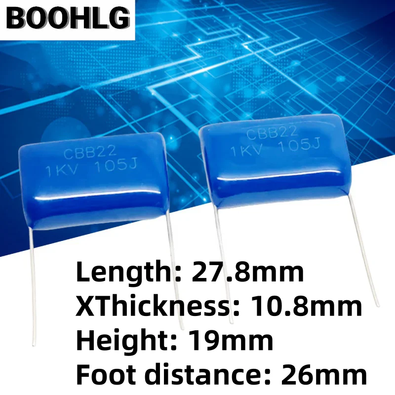 5PCS CBB22 1KV105J 1000V 1UF 1KV 105J 1000V CBB polarizing film capacitor 
5PCS CBB22 1KV105J 1000V 1UF 1KV 105J 1000V CBB polarizing film capacitor