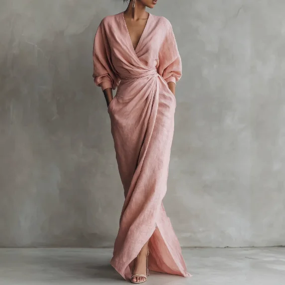Women's Dress 2026 New Fashionable French Style Elegant Style Solid Color Deep V-Neck Waist Lantern Sleeve Design Banquet Dress
Women's Dress 2026 New Fashionable French Style Elegant Style Solid Color Deep V-Neck Waist Lantern Sleeve Design Banquet Dress