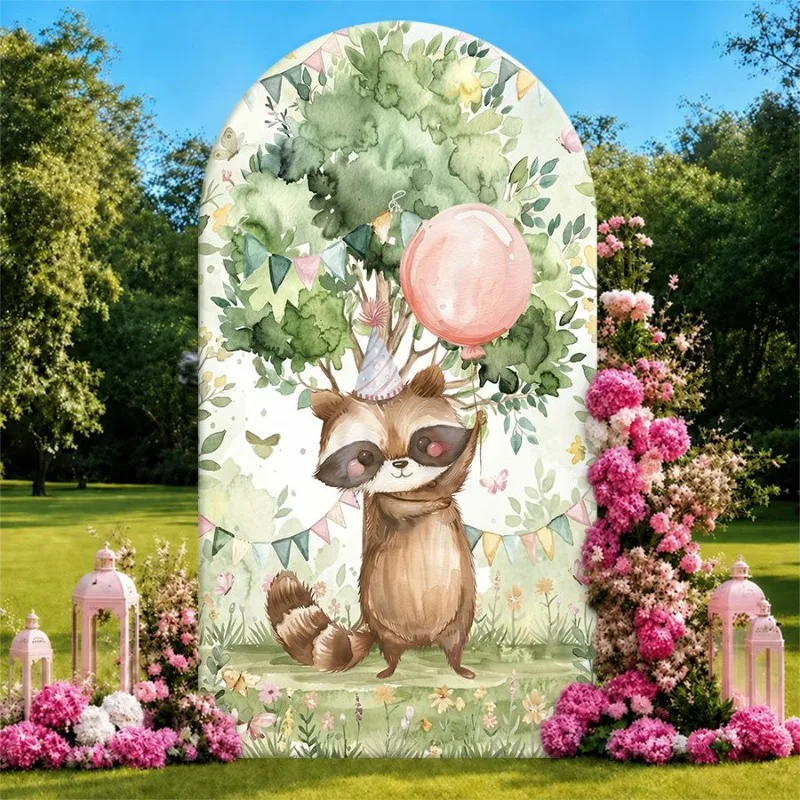 Single Side Arch Backdrop Cover Rustic Raccoon with Balloon Arch Background for Garden Parties Floral Decorations and Lanterns
Single Side Arch Backdrop Cover Rustic Raccoon with Balloon Arch Background for Garden Parties Floral Decorations and Lanterns