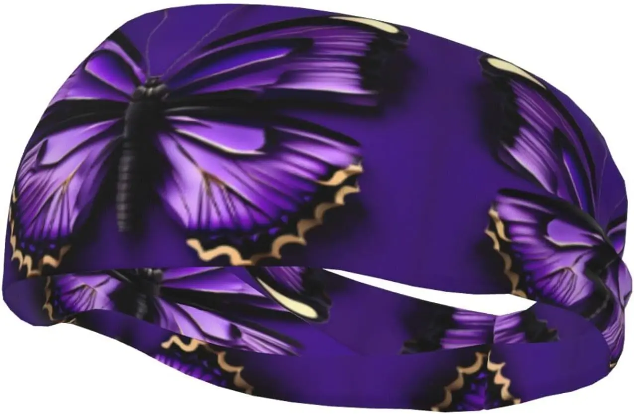 Cute Purple Butterfly Print Stylish Sports Sweatband Stretchy Breathable and Moisture Wicking Headband for Gym
Cute Purple Butterfly Print Stylish Sports Sweatband Stretchy Breathable and Moisture Wicking Headband for Gym