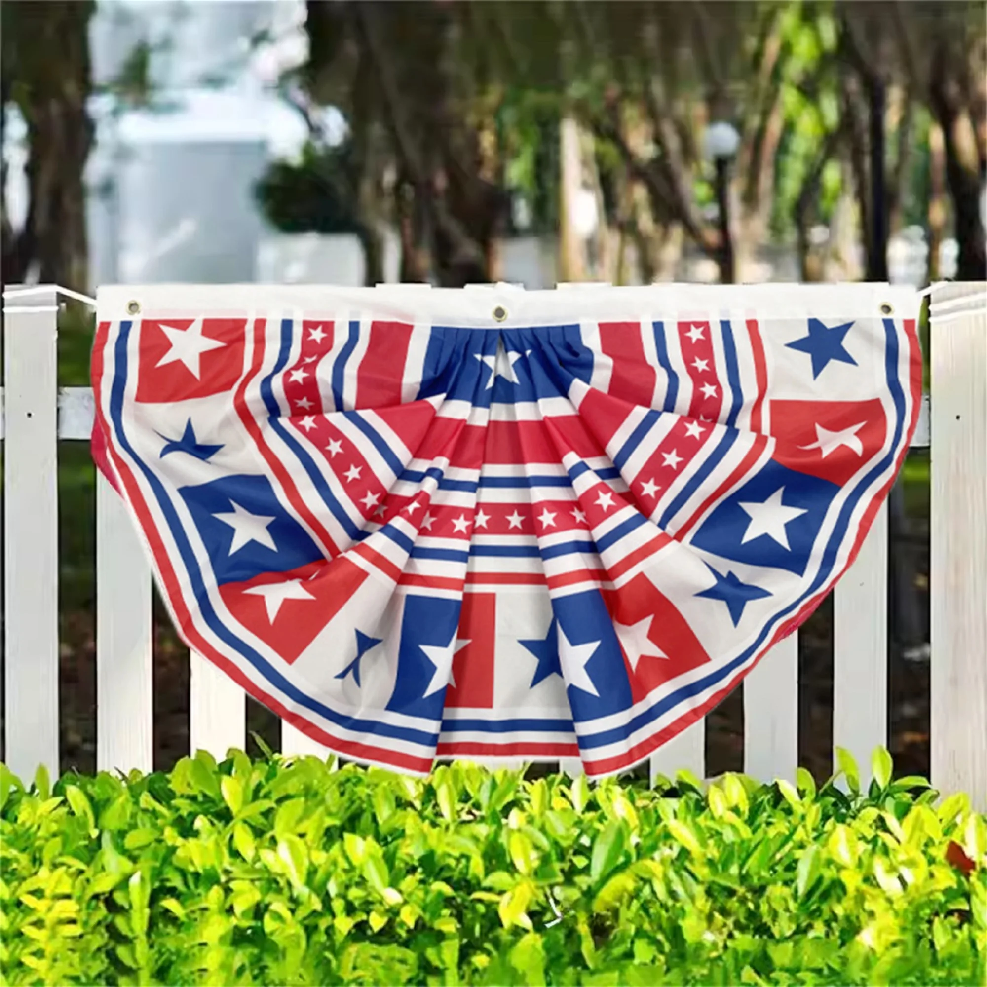 American Flag Bunting Banner Patriotic Stars and Stripes Half Fan Decoration for Independence Day Celebration
American Flag Bunting Banner Patriotic Stars and Stripes Half Fan Decoration for Independence Day Celebration