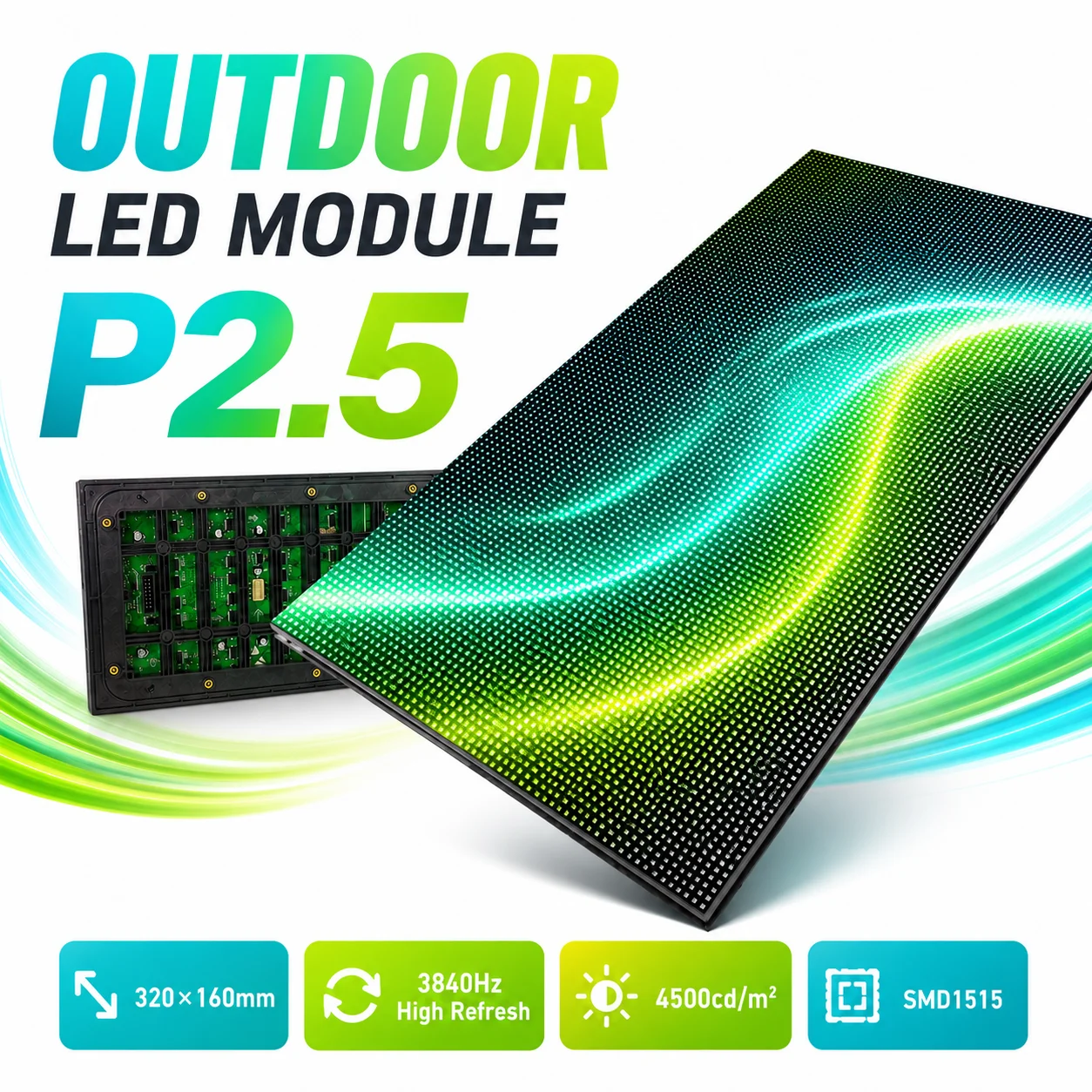 Outdoor P2.5 Full Color LED Display Module SMD RGB 3 In 1 P2.5 LED Panel 128*64 Pixel 1/16 Scan 320mm x 160mm LED Screen Module
Outdoor P2.5 Full Color LED Display Module SMD RGB 3 In 1 P2.5 LED Panel 128*64 Pixel 1/16 Scan 320mm x 160mm LED Screen Module