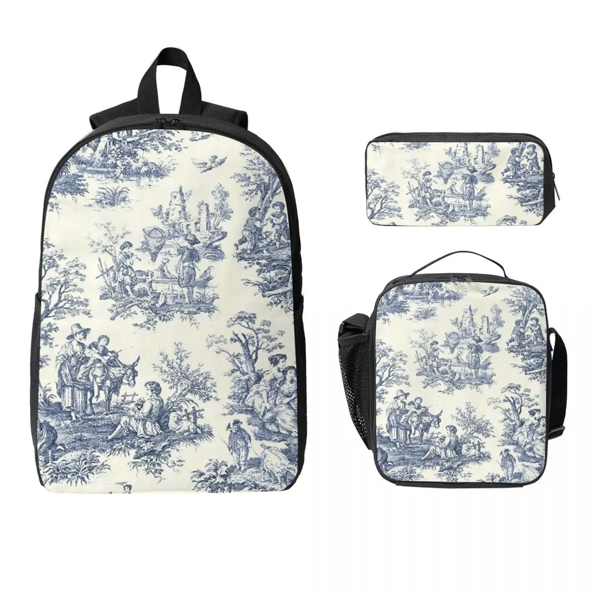 Powder Blue French Toile Picnic Backpack Student BookBag School Bag Computer Shoulder Bags 3ps Insulated Lunch Bag Pencil Case
Powder Blue French Toile Picnic Backpack Student BookBag School Bag Computer Shoulder Bags 3ps Insulated Lunch Bag Pencil Case