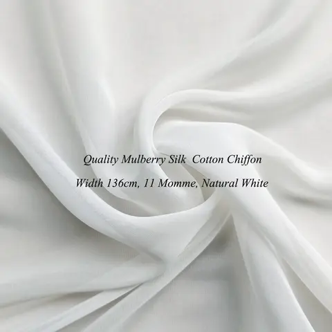 53'' Wide By Meters Mulberry Silk Cotton Chiffon Gauze Ivory Natural White Silk Fabric Wedding, Scarf, Lining