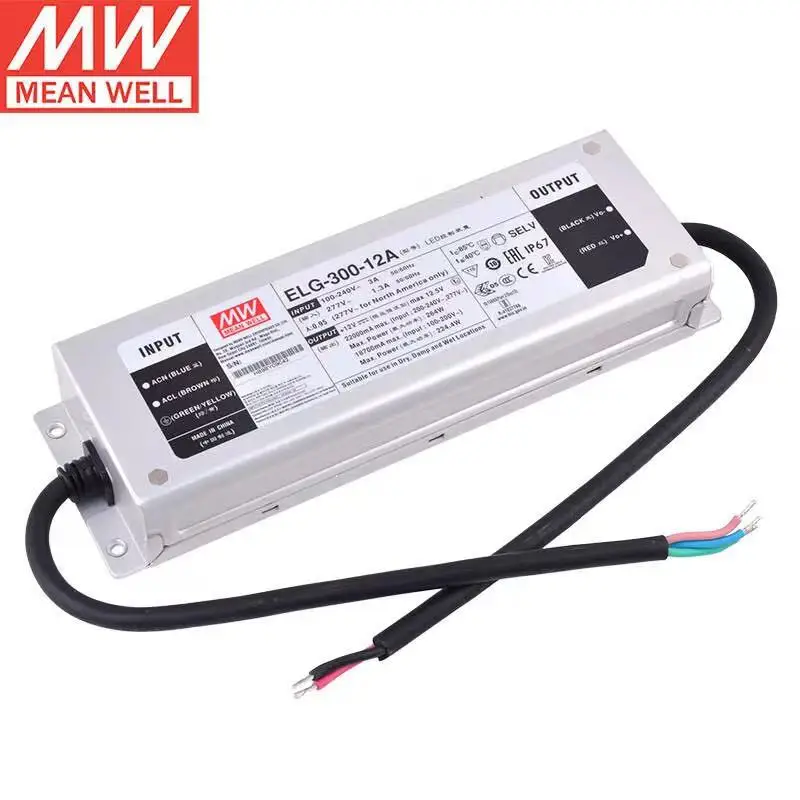 MEAN WELL ELG-300-12A IP67 300W Waterproof LED Lighting Transformer AC to DC Constant Voltage Power Supply Outdoor LED Driver
MEAN WELL ELG-300-12A IP67 300W Waterproof LED Lighting Transformer AC to DC Constant Voltage Power Supply Outdoor LED Driver