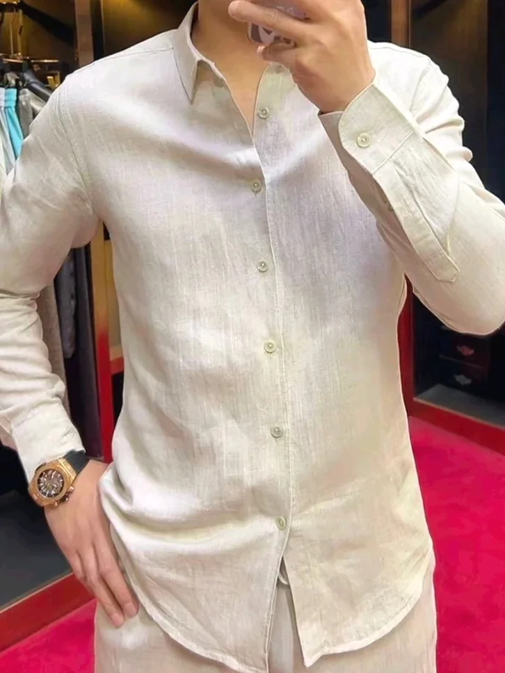 Slim Fit Cotton Linen irt Set Men's Thin Long Sve Open Cardigan Linen Breathable Workwear Casual Two Piece Set
Slim Fit Cotton Linen irt Set Men's Thin Long Sve Open Cardigan Linen Breathable Workwear Casual Two Piece Set