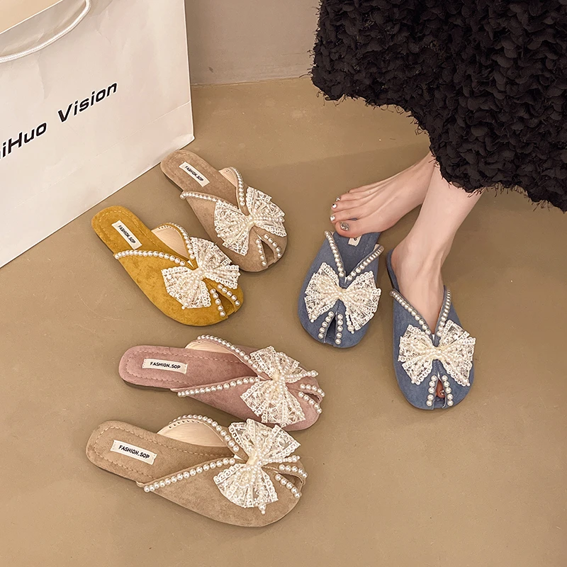 2025 Spring and Summer Women's Fashion Fish Mouth Pearl Flat Half Slippers Comfortable Pregnant Women Trendy Outdoor Wear
2025 Spring and Summer Women's Fashion Fish Mouth Pearl Flat Half Slippers Comfortable Pregnant Women Trendy Outdoor Wear