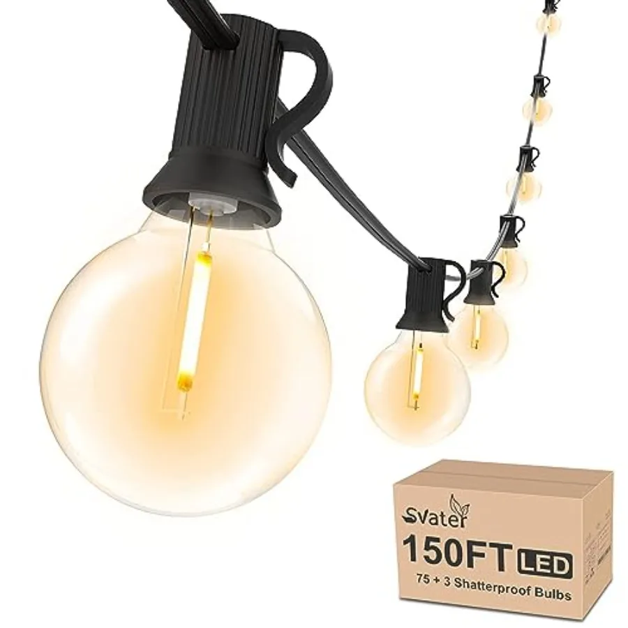 Outdoor String Lights 150 Feet, Patio Light with 78 Shatterproof LED Bulbs, Outside Plastic Hanging G40 Globe Lights for Cafe M
Outdoor String Lights 150 Feet, Patio Light with 78 Shatterproof LED Bulbs, Outside Plastic Hanging G40 Globe Lights for Cafe M