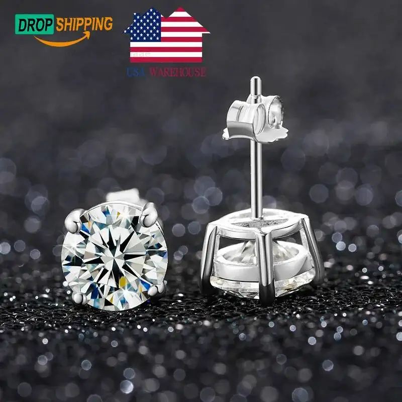 Dropshpping USA Stock Bling Luxury Handmade Push Back 925 Sterling Silver VVS Moissanite Diamond Classic Solitaire Stud Earring
Dropshpping USA Stock Bling Luxury Handmade Push Back 925 Sterling Silver VVS Moissanite Diamond Classic Solitaire Stud Earring