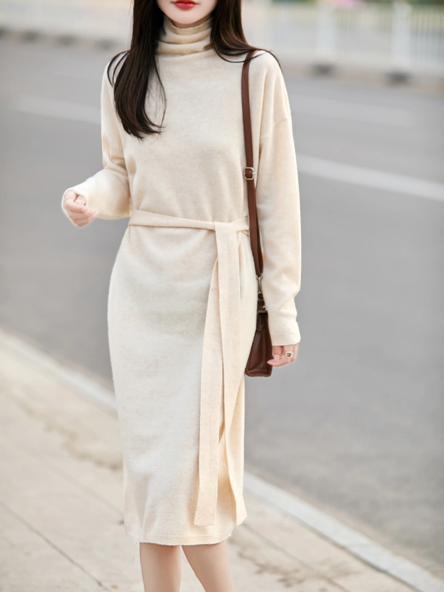 Women Wool Dress Sweater 100% Merino Wool Knitted Long Skirt Autumn Winter Turtleneck Pullover Pure Wool Loose Straight Skirt 
Women Wool Dress Sweater 100% Merino Wool Knitted Long Skirt Autumn Winter Turtleneck Pullover Pure Wool Loose Straight Skirt