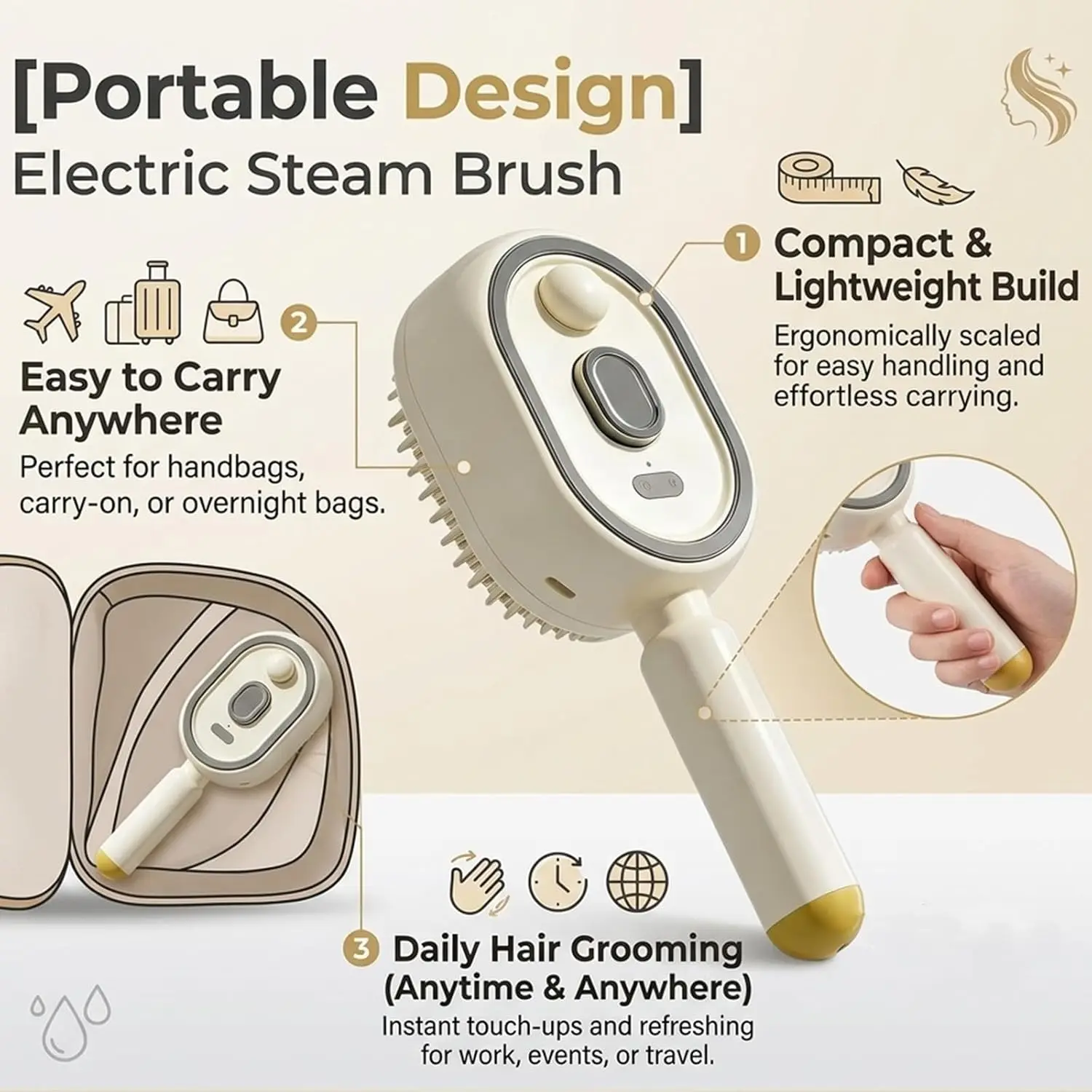 Electric Steam Hair Brush Comb&Mist Function Simultaneously Stronger Ion Technology Less Breakage No Residue for Beautiful Hair
Electric Steam Hair Brush Comb&Mist Function Simultaneously Stronger Ion Technology Less Breakage No Residue for Beautiful Hair