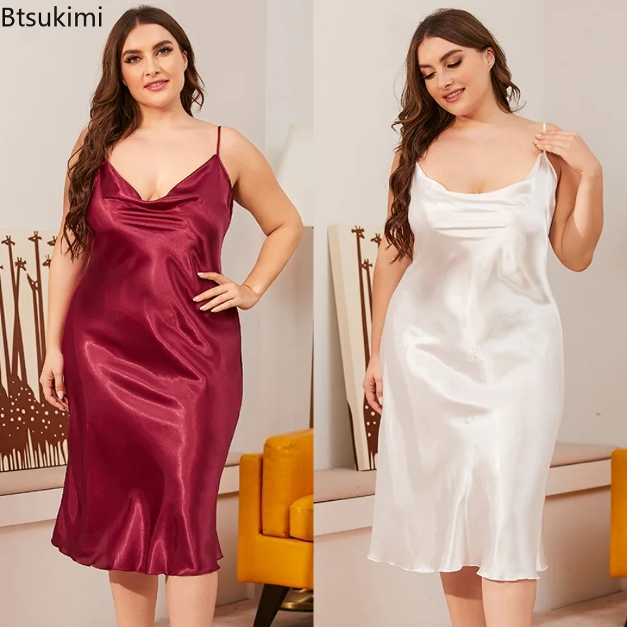 New 2025 Women's Sleepwears Dress Homewear Solid Thin Style Satin Nightdress Summer Sleepwear Sexy Dresses Nightgown for Women
New 2025 Women's Sleepwears Dress Homewear Solid Thin Style Satin Nightdress Summer Sleepwear Sexy Dresses Nightgown for Women