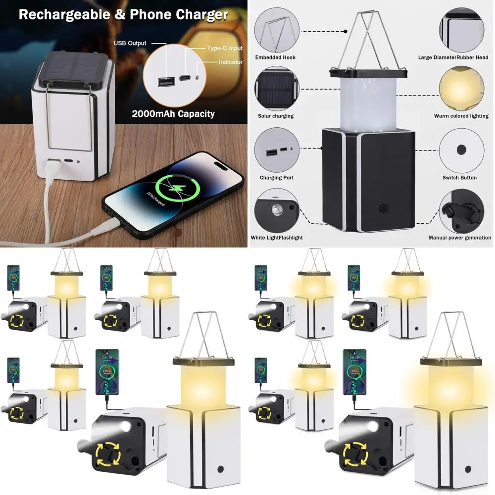 Solar LED Emergency Lantern, Rechargeable with Type C, Hand-Crank Power, Phone Charging, Warm White Light
Solar LED Emergency Lantern, Rechargeable with Type C, Hand-Crank Power, Phone Charging, Warm White Light